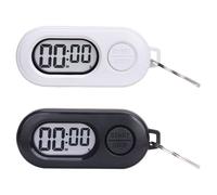 Lot de 2 horloges avec porte-clés - 6,4 x 2,7 x 1,2 cm - Compte à rebours numérique portable - Minuteur de poche - Pour la cuisine, l'entraînement, la douche, les études