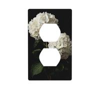 Lot de 2 hortensias blancs pour interrupteur - Plaque murale décorative pour cuisine, salle de bain, 7 x 11,4 cm