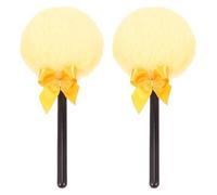 Lot de 2 houppettes à poudre, poignée en coton et polaire pelucheuse, couleur or, emballées dans un sac OPP, idéales pour le maquillage et l'application de poudre pour le corps, 2 houppettes à poudre