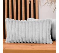 Lot de 2 Housse Coussin 30 x 50 cm Gris Clair Rectangle - en Fausse Fourrure avec Coutures, avec Fermeture éclair - taies d' Oreiller 30x50 décoratives, Decoration Salon, Decoration Chambre à Coucher