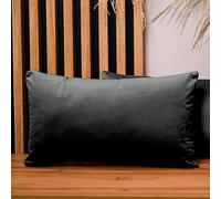 Lot de 2 Housse Coussin 30 x 50 cm Noir Rectangle - en Velours, avec Fermeture éclair - taies d' Oreiller 30x50 décoratives, Decoration Salon, Decoration Chambre à Coucher