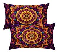 Lot de 2 Housse Coussin 30x40 cm Housses de Coussin Violet Coussins Décoratifs en Lin Taie D'Oreiller Boho Housse de Coussins Rectangulaire pour Canapé, Lit, Jardin, D'Extérieur Decoration -SC151
