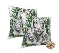 Lot de 2 Housse Coussin 35x35 cm, Doux Housse de Coussin Mignon Coussin Canape Decoration Maison, Carré Housse Coussin Tigre Taies D'oreillers Double Face à Motif, pour Salon Canapé Deco Chambre -J5