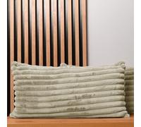 Lot de 2 Housse Coussin 40 x 80 cm Beige Rectangle - en Fausse Fourrure avec Coutures, avec Fermeture éclair - taies d' Oreiller 40x80 décoratives, Decoration Salon, Decoration Chambre à Coucher