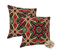 Lot de 2 Housse Coussin 40x40 cm, Doux Housse de Coussin Indien Coussin Canape Decoration Maison, Carré Housse Coussin Bohème Taies D'oreillers Double Face à Motif, pour Salon Canapé Deco Chambre -J68