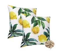 Lot de 2 Housse Coussin 40x40 cm, Doux Housse de Coussin Jaune Coussin Canape Decoration Maison, Carré Housse Coussin Citron Taies D'oreillers Double Face à Motif, pour Salon Canapé Deco Chambre -J10