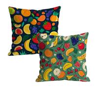 Lot de 2 Housse Coussin 40x40cm Doux Velours Fruit Motif Taie Oreiller, Taie d'oreiller Decoration Lavable avec Fermeture Éclair Invisible, pour Canapé Extérieur Jardin Salon Decor, Couleur W-P-3709