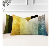 Lot de 2 Housse Coussin 40x60 Rectangulaire Coussin Exterieur Vert foncé Taie Oreiller Impermeable Lin Protege Oreiller Simplicité Coussins Canapé pour Salon de Jardin Exterieur Decoration J2-396