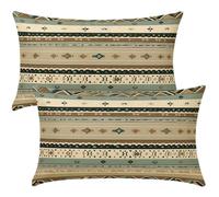 Lot de 2 Housse Coussin 40x70 cm Housses de Coussin Rayures Coussins Décoratifs en Lin Taie D'Oreiller Rétro Housse de Coussins Rectangulaire pour Canapé, Lit, Jardin, D'Extérieur Decoration -SC195