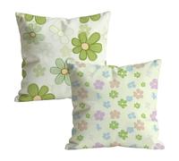 Lot de 2 Housse Coussin 45x45cm Doux Velours Fleurs Motif Taie Oreiller, Taie d'oreiller Decoration Lavable avec Fermeture Éclair Invisible, pour Canapé Extérieur Jardin Decor, Vert Sauge W-P-4025