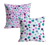 Lot de 2 Housse Coussin 55x55cm Doux Velours Cercle Motif Taie Oreiller, Taie d'oreiller Decoration Lavable avec Fermeture Éclair Invisible, pour Canapé Extérieur Jardin Salon Decor, Violet W-P-4132
