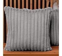 Lot de 2 Housse Coussin 60 x 60 cm Gris Rectangle - en Fausse Fourrure avec Coutures, avec Fermeture éclair - taies d' Oreiller 60x60 décoratives, Decoration Salon, Decoration Chambre à Coucher