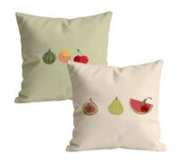 Lot de 2 Housse Coussin 60x60cm Doux Velours Fruit Motif Taie Oreiller, Taie d'oreiller Decoration Lavable avec Fermeture Éclair Invisible, pour Canapé Extérieur Jardin Decor, Vert Sauge W-P-3356