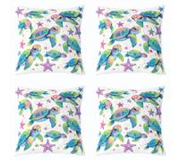 Lot de 2 Housse Coussin Canape 40x40 Tortue de Mers and Étoile de Mer
