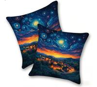 Lot de 2 Housse Coussin de canapé 35x35cm Carrées Velours Housse de Coussin Douces Cecoration de Maison Coussin Canape Décoratives de Luxe Printemps été Automne Hiver, Ciel éToilé RêVe, C-904