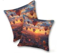 Lot de 2 Housse Coussin de canapé 35x35cm Carrées Velours Housse de Coussin Douces Cecoration de Maison Coussin Canape Décoratives de Luxe Printemps été Automne Hiver, MontgolfièRe RêVe, C-742