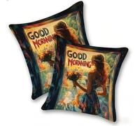 Lot de 2 Housse Coussin de canapé 40x40cm Carrées Velours Housse de Coussin Douces Cecoration de Maison Coussin Canape Décoratives de Luxe Printemps été Automne Hiver, lit Salon, Bonjour Fille, C-1000