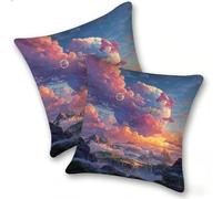 Lot de 2 Housse Coussin de canapé 40x40cm Carrées Velours Housse de Coussin Douces Cecoration de Maison Coussin Canape Décoratives de Luxe Printemps été Automne Hiver, lit Salon, Le Ciel RêVe, C-859