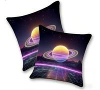 Lot de 2 Housse Coussin de canapé 40x40cm Carrées Velours Housse de Coussin Douces Cecoration de Maison Coussin Canape Décoratives de Luxe Printemps été Automne Hiver, Aura PlanéTaire, C-921