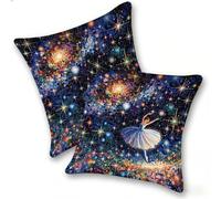 Lot de 2 Housse Coussin de canapé 45x45cm Carrées Velours Housse de Coussin Douces Cecoration de Maison Coussin Canape Décoratives de Luxe Printemps été Automne Hiver, Ballet du Ciel éToilé, C-892