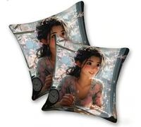 Lot de 2 Housse Coussin de canapé 45x45cm Carrées Velours Housse de Coussin Douces Cecoration de Maison Coussin Canape Décoratives de Luxe Printemps été Automne Hiver, La Jeunesse des Filles, C-669