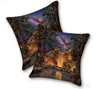 Lot de 2 Housse Coussin de canapé 50x50cm Carrées Velours Housse de Coussin Douces Cecoration de Maison Coussin Canape Décoratives de Luxe Printemps été Automne Hiver, Cascade De RêVe, C-710