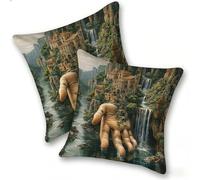 Lot de 2 Housse Coussin de canapé 50x50cm Carrées Velours Housse de Coussin Douces Cecoration de Maison Coussin Canape Décoratives de Luxe Printemps été Automne Hiver, Montagnes Abstraites, C-135
