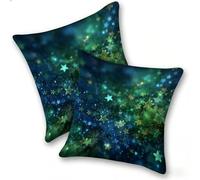 Lot de 2 Housse Coussin de canapé 50x50cm Carrées Velours Housse de Coussin Douces Cecoration de Maison Coussin Canape Décoratives de Luxe Printemps été Automne Hiver, Les éToiles Vertes, C-528