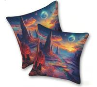 Lot de 2 Housse Coussin de canapé 55x55cm Carrées Velours Housse de Coussin Douces Cecoration de Maison Coussin Canape Décoratives de Luxe Printemps été Automne Hiver, lit Salon, PlanèTe RêVe, C-923
