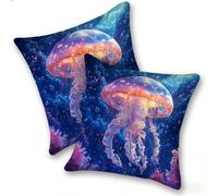 Lot de 2 Housse Coussin de canapé 55x55cm Carrées Velours Housse de Coussin Douces Cecoration de Maison Coussin Canape Décoratives de Luxe Printemps été Automne Hiver, lit Salon, Corail MéDuse, C-846