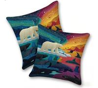 Lot de 2 Housse Coussin de canapé 55x55cm Carrées Velours Housse de Coussin Douces Cecoration de Maison Coussin Canape Décoratives de Luxe Printemps été Automne Hiver, Ours Polaire Penguin, C-52