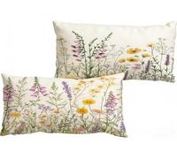 Lot de 2 Housse de Canapé Les Plantes, Taie Oreiller 30x50cm, Lin Coussin Canape, avec Fermeture éclair Dissimulée, Coussins Décoratifs Noël, Jardin Salon Decoration Maison (Pastorale (2)) W-745