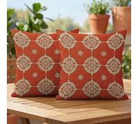 Lot de 2 Housse de Coussin 30x30 Extérieur Imperméable, Orange caramel Mandala Taie d'oreiller Décorative avec Fermeture Éclair Invisible, Impression double face pour Jardin Balcon Salon Canapé, #4l