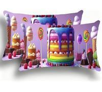 Lot de 2 Housse de Coussin 35x70 cm en Velours Le Rainbow, Oreiller Decoratif, Housse Coussin Canapé, Gâteau Doux Taies D'oreiller Décoratives, avec Fermeture éclair Invisible pour Lit Chambre W0VJ184