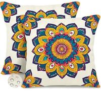 Lot de 2 Housse de Coussin 40x40 cm Exterieur Impermeable Taie D'Oreiller Datura Housses de Coussin Boho Été Printemps Coussins Décoratifs pour Canapé Jardin Patio Salon Maison Décoration -GY164