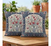 Lot de 2 Housse de Coussin 40x40 Extérieur Imperméable,Bleu œuf de canard Fleur Taie d'oreiller Décorative avec Fermeture Éclair Invisible,Impression double face pour Jardin Balcon Salon Canapé,#19l