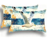 Lot de 2 Housse de Coussin 40x80 cm en Velours La Mouette, Oreiller Decoratif, Housse Coussin Canapé, Blanc Doux Taies d'oreiller Décoratives, avec Fermeture éclair Invisible pour Lit Chambre W0VJ-79