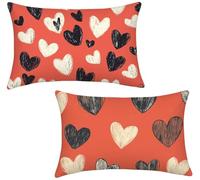 Lot de 2 Housse de Coussin 40x80 Couleur Rouille Housse Coussin Exterieur Impermeable Lin Taie d'oreiller Coussins Canapé Coussins Décoratifs pour Jardin Canapé Chambre Lit, Amour x-898