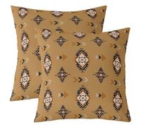 Lot de 2 Housse de Coussin 45x45 Aztec Taie d'oreiller Aztec Abstrait Bohème Western Housse d'oreiller Rayures Géométriques du Sud-Ouest Ethnique Taie Oreiller Triangle Diamant Géométrique Boho
