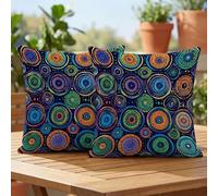 Lot de 2 Housse de Coussin 50x50 Extérieur Imperméable, Bleu Orange Taie d'oreiller Décorative avec Fermeture Éclair Invisible, Impression double face pour Jardin Balcon Terrasse Salon Canapé, #79l