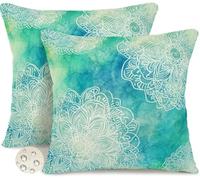 Lot de 2 Housse de Coussin 70x70 cm Exterieur Impermeable Taie D'Oreiller Vert Housses de Coussin Boho Été Printemps Coussins Décoratifs pour Canapé Jardin Patio Salon Chambre Maison Décoration -GY88