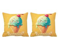 Lot de 2 Housse de Coussin 70x70cm Jaune Coussin Salon de Jardin Exterieur Impermeable Lin Double Face Décoratives Taie d'oreiller pour L'été,Outdoor Terrasse,Jardin,Banc,Canapé,Chaise Moutarde -T770