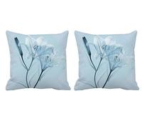 Lot de 2 Housse de Coussin 70x70cm Lis Coussin Salon de Jardin Exterieur Impermeable Lin Double Face Décoratives Taie D'oreiller pour L'été,Outdoor Terrasse,Banc,Canapé,Chaise Bleu Œuf De Canard -T848