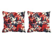 Lot de 2 Housse de Coussin 70x70cm Rouge Coussin Salon de Jardin Exterieur Impermeable Lin Double Face Décoratives Taie d'oreiller pour L'été,Outdoor Terrasse,Banc,Canapé,Chaise Bleu Marine -T767