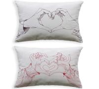 Lot de 2 Housse de Coussin Blanc Taie Oreiller 30x50cm Rectangulaire Coussin Amour,2026 Nouveau Velours Avec Fermeture Eclair Invisible Oreiller pour Décoration Automne Interieur Canapé Chambre O-497B
