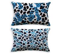 Lot de 2 Housse de Coussin Bleu Taie Oreiller 80x100 Rectangulaire Coussin Imprimé Léopard,2026 Nouveau Velours avec Fermeture Eclair Invisible Oreiller pour Décoration Interieur Canapé O-217LQ