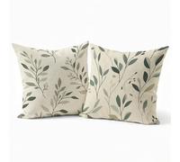 Lot de 2 Housse de Coussin Canape 80x80cm Vert Feuille1 Design Velours Doux Carrée Decoration Taie Oreiller, Fermeture Éclair Invisible Résistant Lavable, pour Décoration Salon Canape Jardin P-W-1848