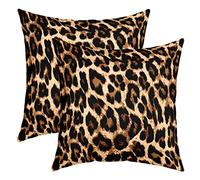 Lot de 2 Housse de Coussin Décorative Noir et Brun Imprimé Léopard,Taie d'oreiller 40x40 pour Chambre À Coucher Salon,Housse d'oreiller Décoratives sur Le Thème des Animaux Sauvages Africains
