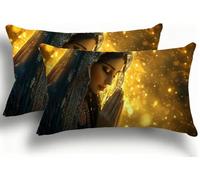 Lot de 2 Housse de Coussin en Lin de coton Lumineux Décoratif Canapé Taie d'oreiller Doux et Douillet Decoration,avec Fermeture Éclair pour Maison Chambre Jardin Extérieur Canapé 40x80 Femme F0A-1124