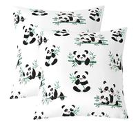Lot de 2 Housse de Coussin Panda Mignon Kawaii Cartoon Panda Enfants Décoratif Taie d'oreiller Garçon Fille Mignon Panda Imprimé Taie d'oreiller Wildlife Thème Canapé Hold Taie d'oreiller 40x40